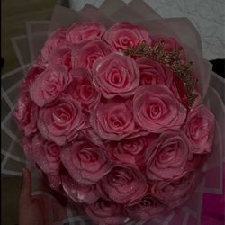 Pink glitter eternal roses