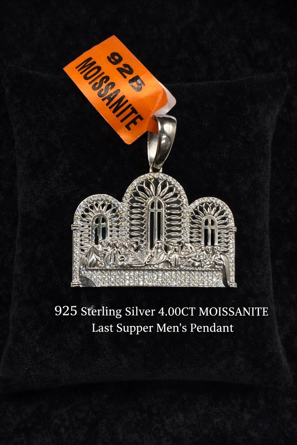 925 Sterling Silver 4.00CT MOISSANITE Last supper Men’s pendant