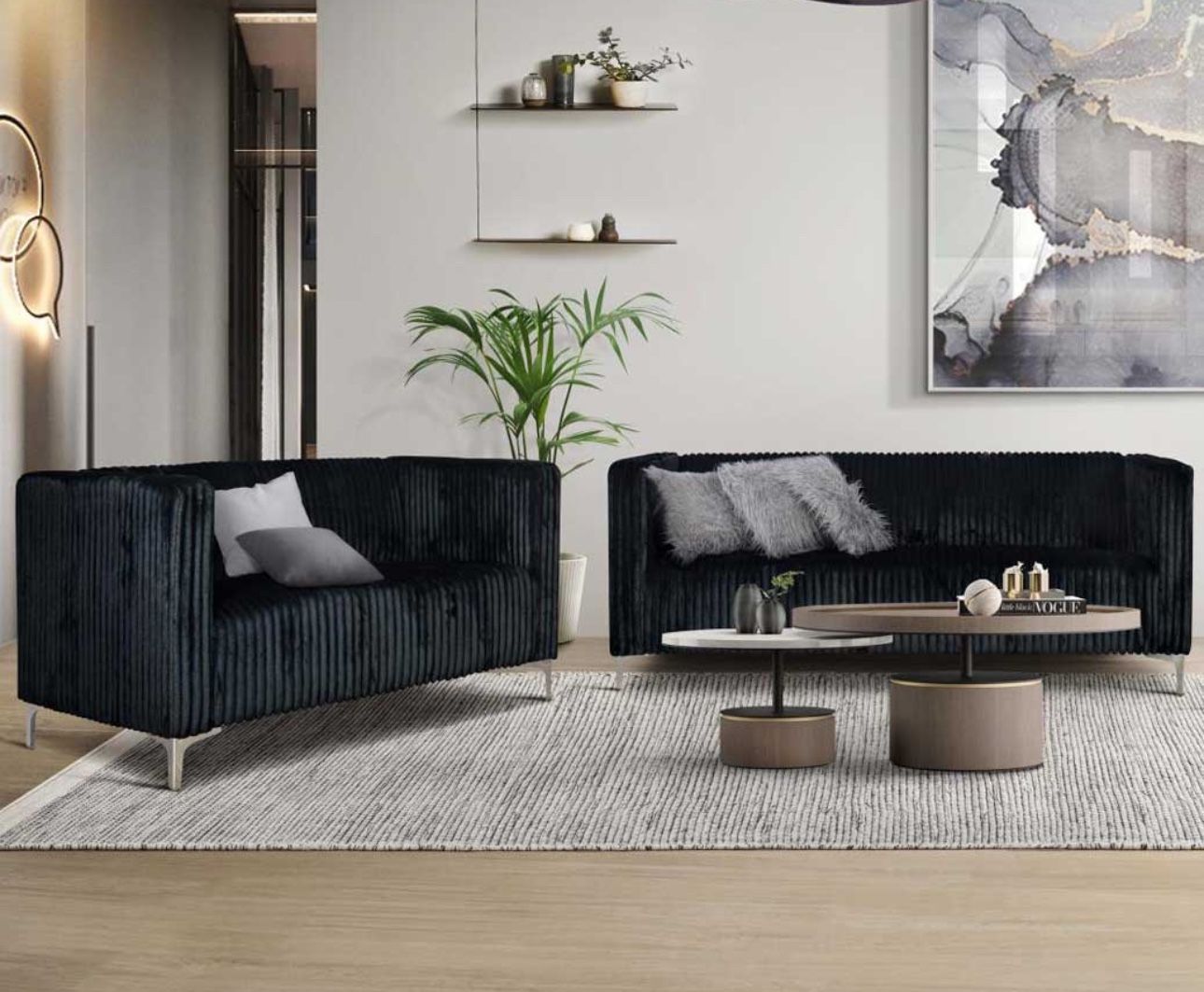 Black Or Grey 2 Piece Sofa & Loveseat 🔥financing Available