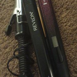 2 Straighteners And Curling Iron 