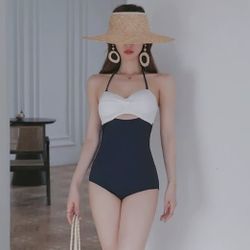 Honolulu - Halter-Neck Two-Tone Cutout-Back Swimsuit