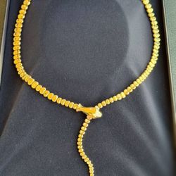 Vintage Tiffany & Co. Elsa Peretti 18 Karat Yellow Gold Snake Necklace 21” Very Rare