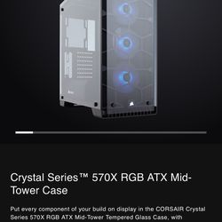 CORSAIR Crystal 570X RGB Mirror Black Tempered Glass, Premium ATX Mid-Tower Case