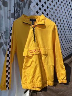 Forever 21 Yellow Checkered Windbreaker Jacket