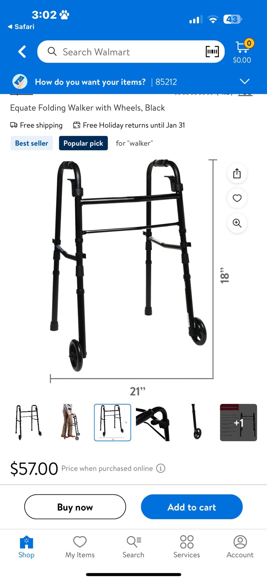 Equate Walker with wheels
