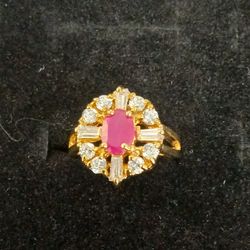 Ruby & Diamond Gold Plated Ring