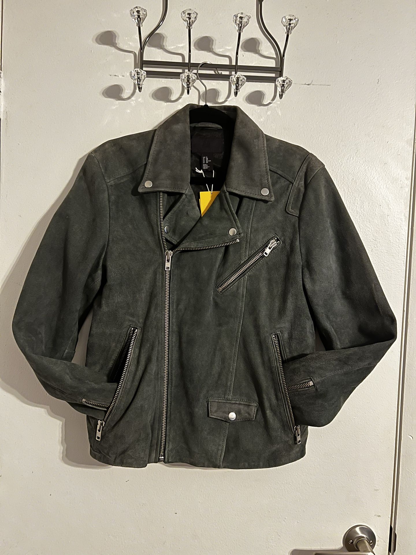 H&M Suede Lightweight Shirt Jacket Asymmetrical Design