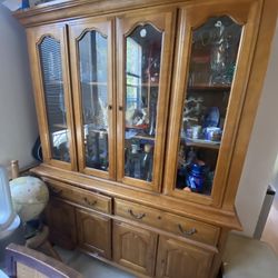 Hutch And Glass Light And Mirror Cabinet 