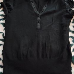 Women's No Sleeve Vest Shirt With Lace And Buttons