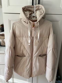 Beige with gold puffer jacket