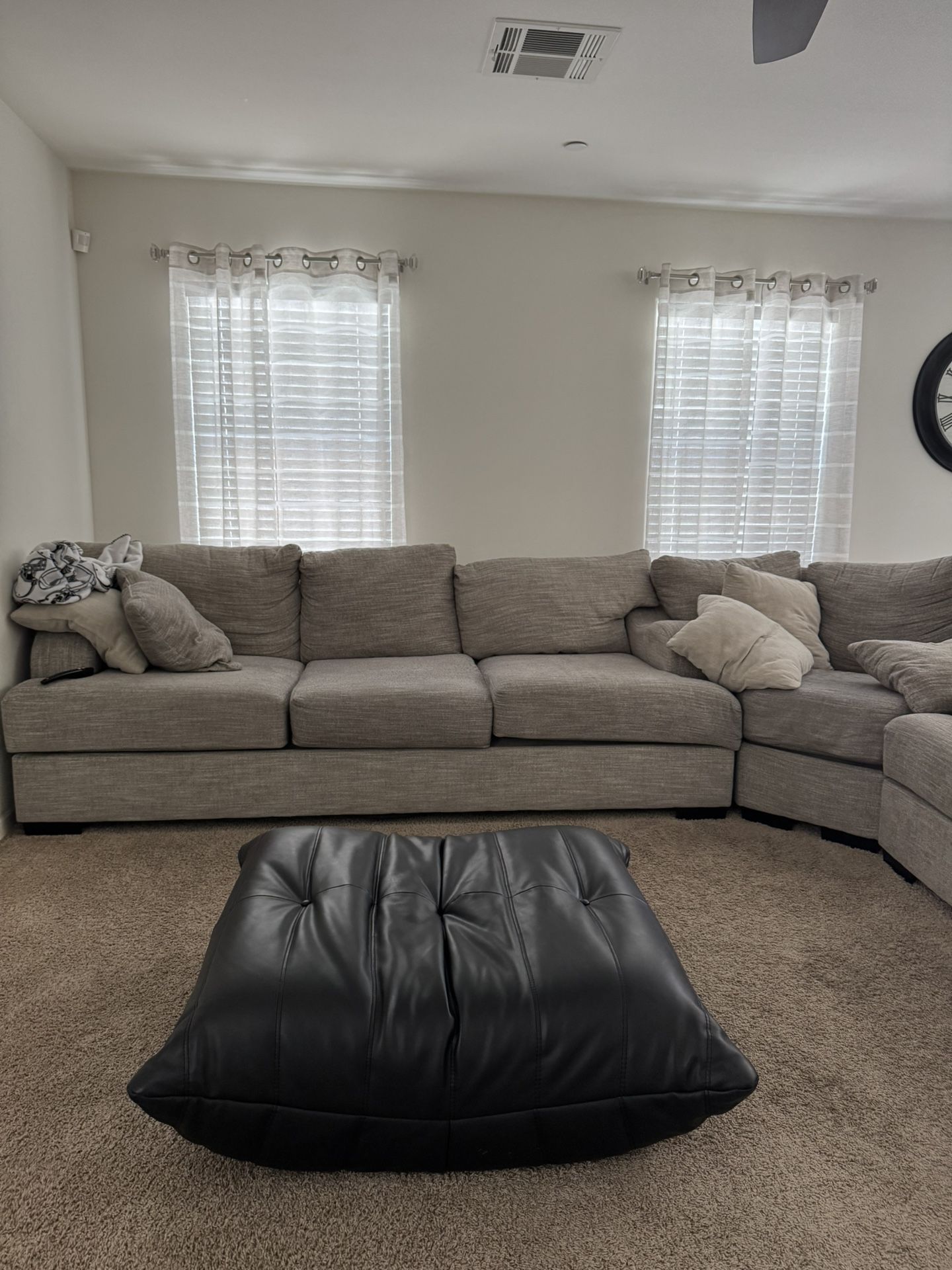faux leather ottoman