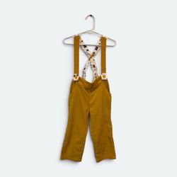 Little Green Radicals Mustard Corduroy Lined Dungarees, Size 2-3Y, MSRP $75