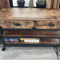 Wooden Roller Cart/Entertainment Center 