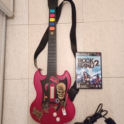 RockBand RedOctane Red/Black Wired Guitar For PS2