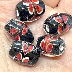 7 Floral Lampwork Beads 