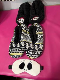 Nightmare Before Christmas Slippers and Sleep Mask Set