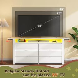 ❤️‍🔥 #B -Drawer 78" LED TV Stand with Charging Station for Living Room$100