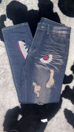 Blue Shark Print Jeans