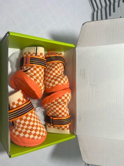 New 4pcs Puppy Checkered Anti-slip Shoes Pet Dog Boots Sneakers size L