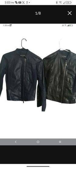 Holiday Special Two Emporio Armani Women Leather Jackets  Black And Navy Blue Size 40 And 38 Selling Both Special $100 Take Both