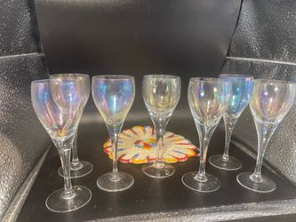 Set of 7 Iridescent Champage Glasses (5”)
