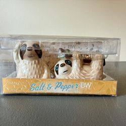 Boston Warehouse Sloth Salt and Pepper Shakers NEW With Tags