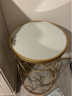 HomeGoods gold mirror top table/stand