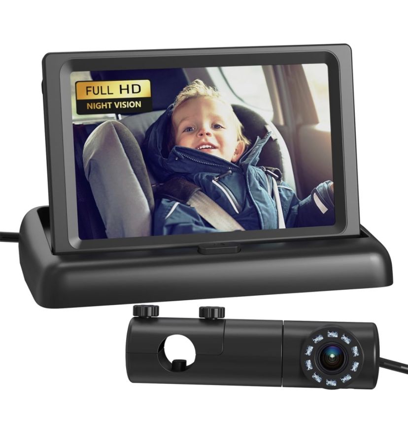Baby Car Camera, HD Display Baby Car Mirror with Night Vision Feature, 4.3 inch Baby Car Monitor with Wide Clear View, Baby Car Seat Mirror Camera