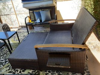 Adjustable outdoor daybed.