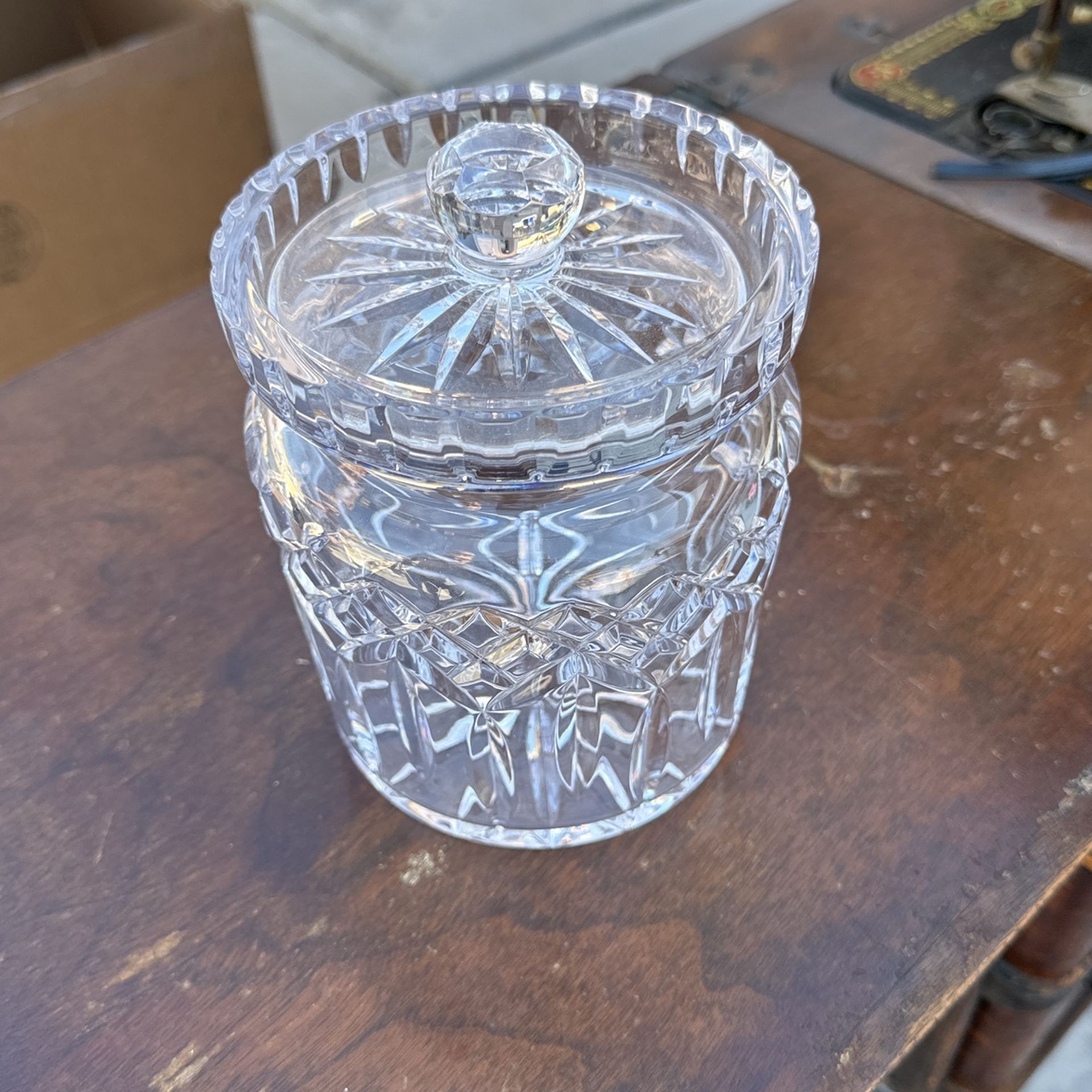 Vintage Waterford, crystal biscuit barrel and lid