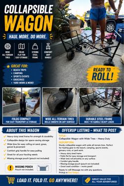Collapsible Folding Wagon with Wide All-Terrain Tires