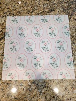 Rare Vtg IKEA OMÄTTLIG Square Placemat Cutting Board Pink Rose Shabby Chic