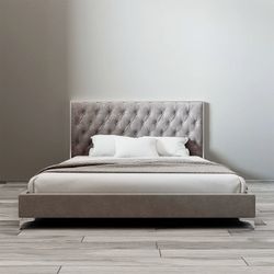 King bed frame / cama king de microfobra grey