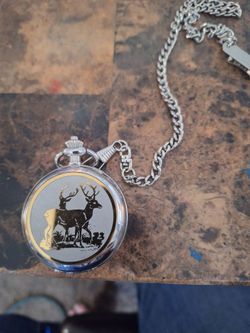 Pocket watch with chain deer image $30 OBO