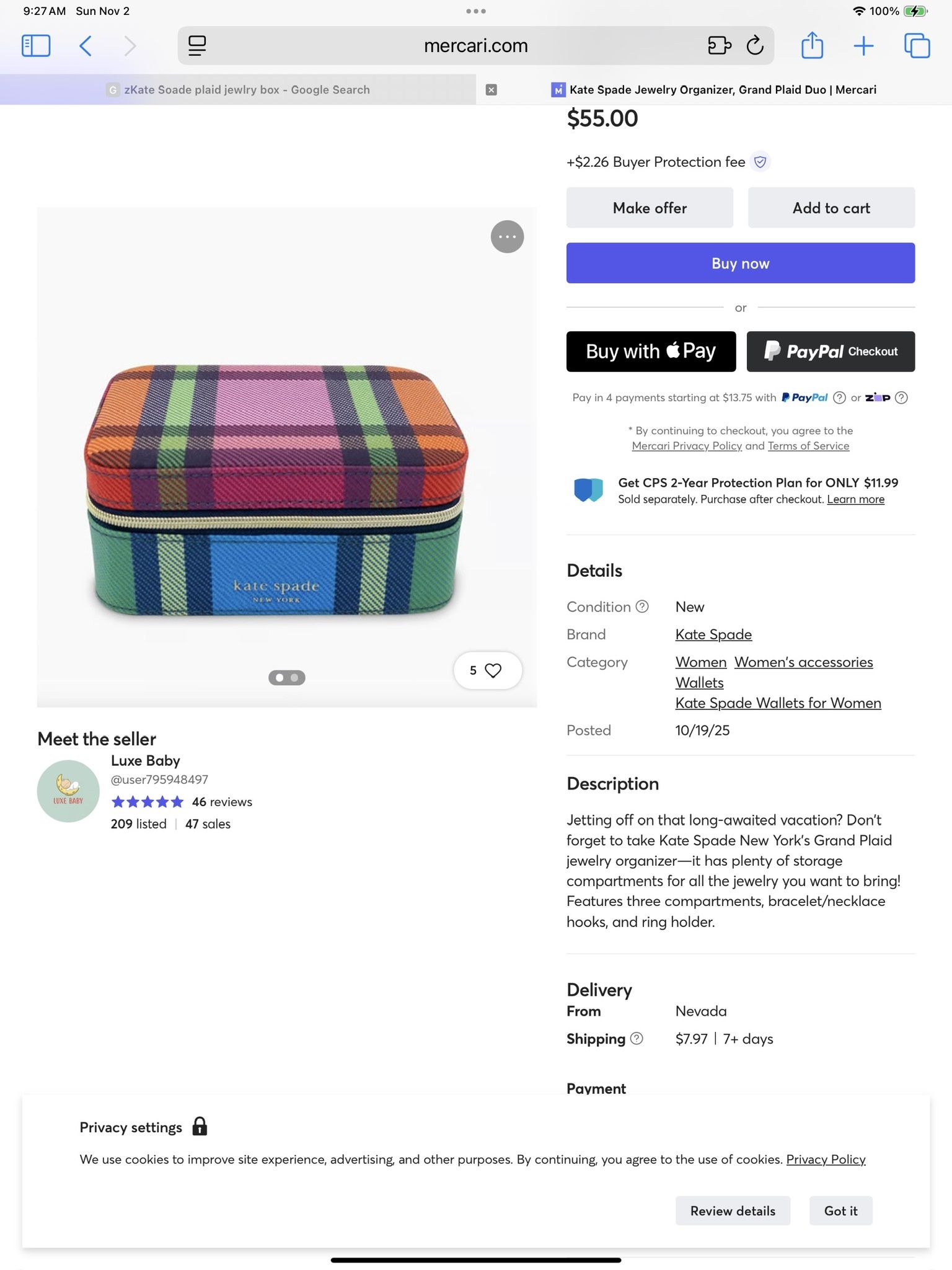 New Kate spade Jewelry Box