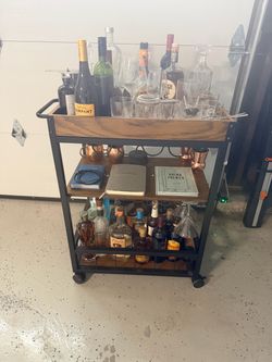Industrial Bar Cart with Wheels
