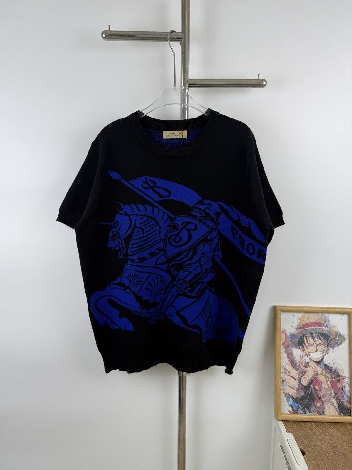 New Burberry blue warhorse knitted short sleeves for men and women L