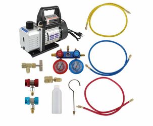 3 CFM Vacuum Pump 5pa 110V/ 60HZ with Manifold Gauge Set  9 50$