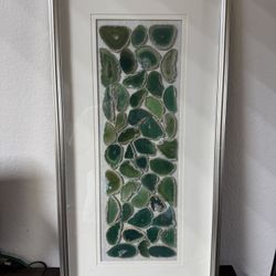 Natural Green Agate Slabs Under Glass Shadow Box Wall Art 30”x15”