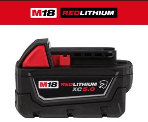 Milwaukee M18 18V Lithium-Ion REDLITHIUM HIGH OUTPUT XC 5.0 Ah Resistant Battery