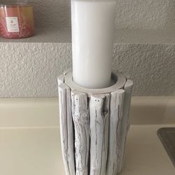 Faux Wood Candle Holder