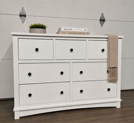 White 7-Drawer Solid Wood Dresser, Pottery Barn Style