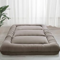 6" Extra Thick Japanese Floor Mattress Futon Mattress, Foldable Tatami Pad for Adults, Roll Up Floor Mat for Living Room Guest Room RV, Dark Grey, Twi