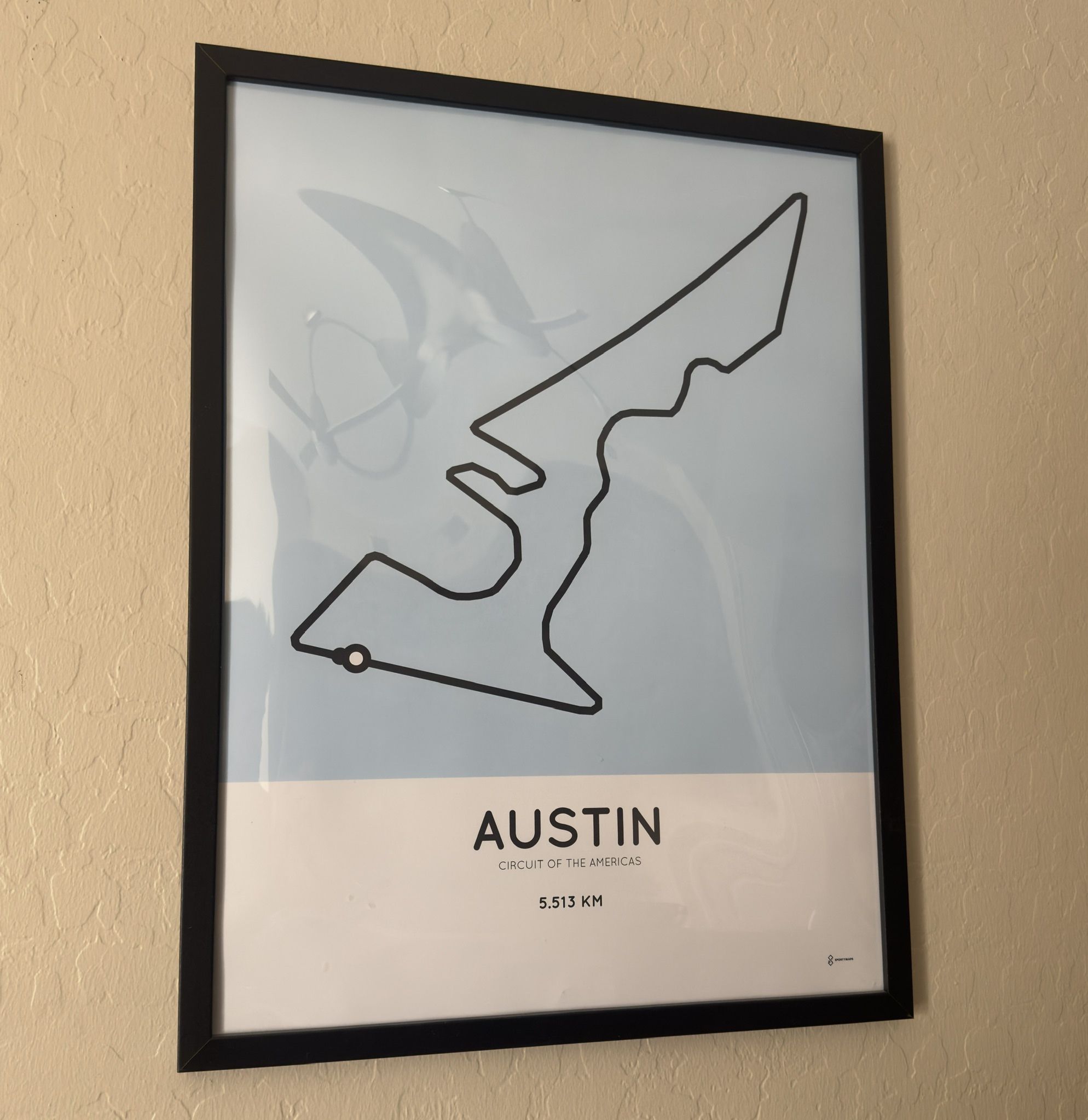 Black Frame Circuit of the Americas COTA F1 Race Track Austin Poster Print
