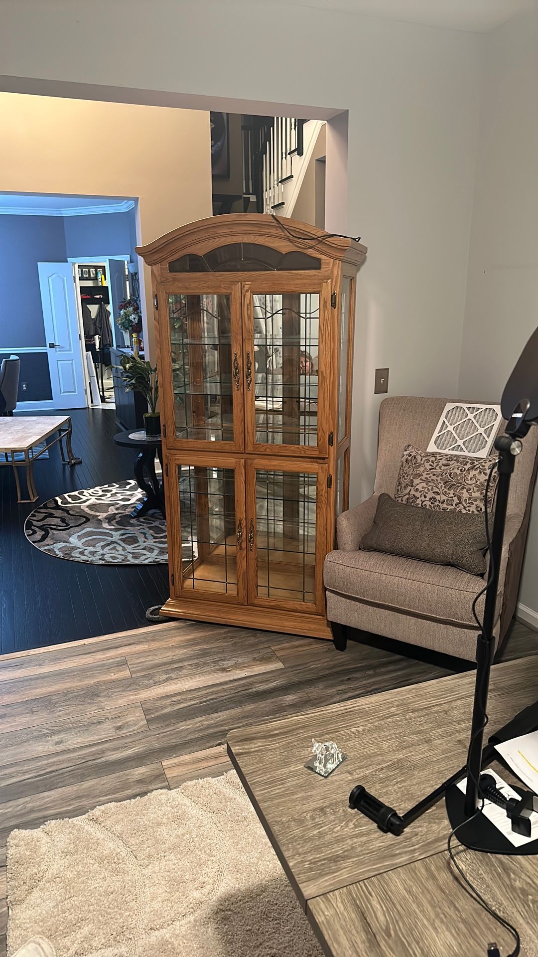 Lighted Oak Curio
