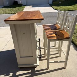For sale: wooden bar with 2 chairs.