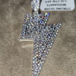 Solid Silver & Moissanite Bolt Pendant 4.50 CTW