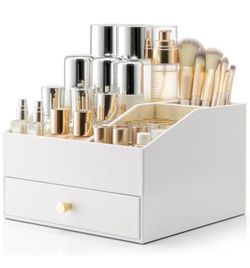 White Makeup Organizer with Drawer