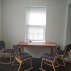 Set Of 4 Retro Styled Upholstered Wooden Chairs