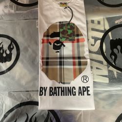 BAPE Check By Bathing Ape Tee  ‘white/beige’